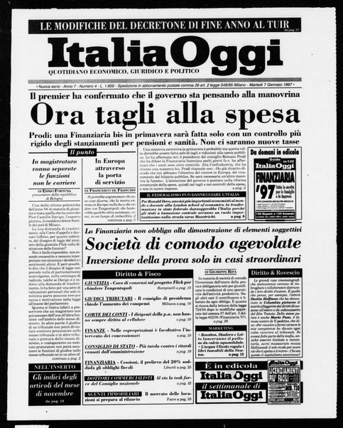 Italia oggi : quotidiano di economia finanza e politica